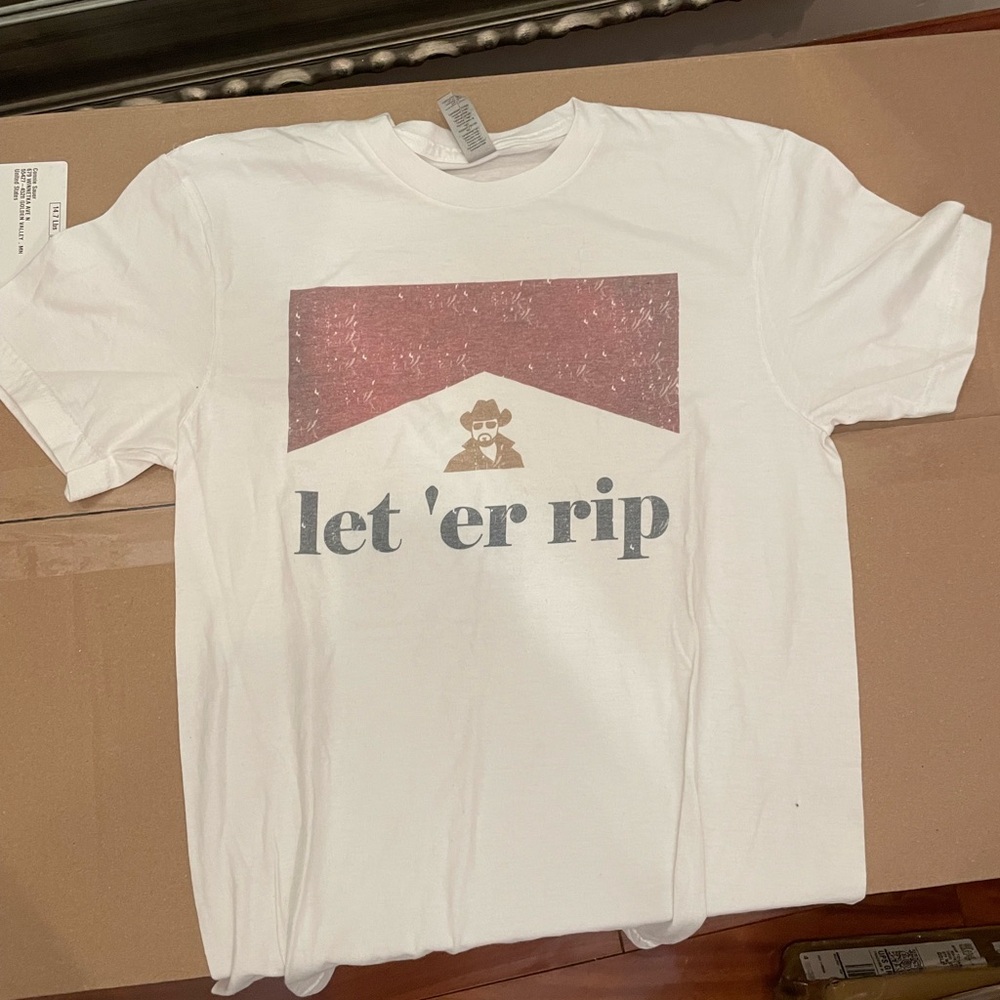 White Graphic T-Shirt with Let 'er Rip Design